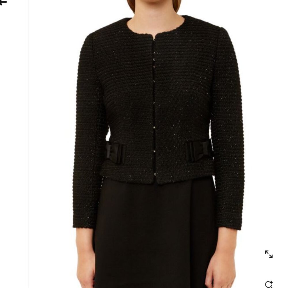 Ted Baker London Leysa Boucle Bow Jacket in Black Size 1